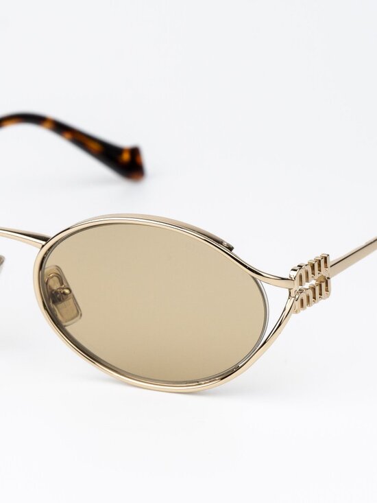 Miu Miu Women Sunglasses LOGO Pale Gold Yellow Oval MU52YS ZVN10R NEW AUTHENTIC main image 10